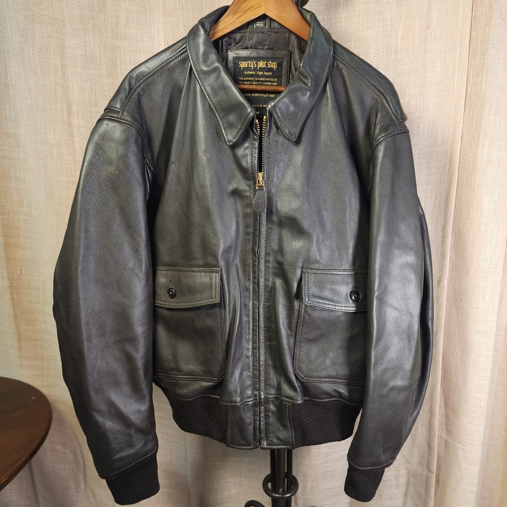 Sportys Pilot Shop ANJ-3 Goatskin Leather Flight Jacket Black L